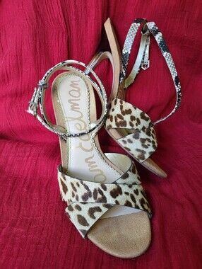 Sam Edelman Aly Leopard Snakeskin Tortoise Strappy Heels - Size 8